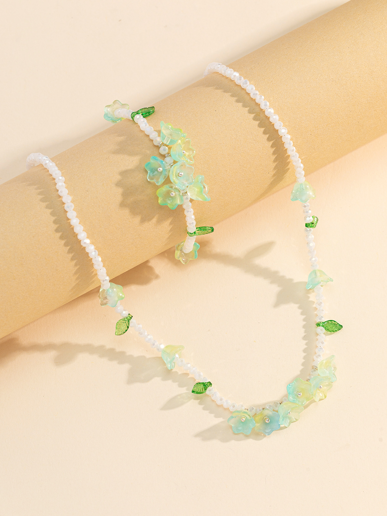 Factory direct sales of colorful beaded crystal chains, popular girlish style crystal bracelets, colorful necklace sets wholesale pic 7
