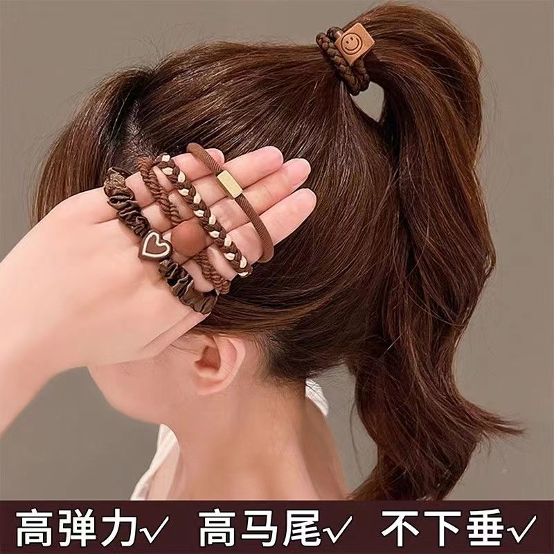 High-elasticity and durable leather band, simple and elegant for women, high ponytail hair tie, high-end look, 2023 new style hair tie pic 2