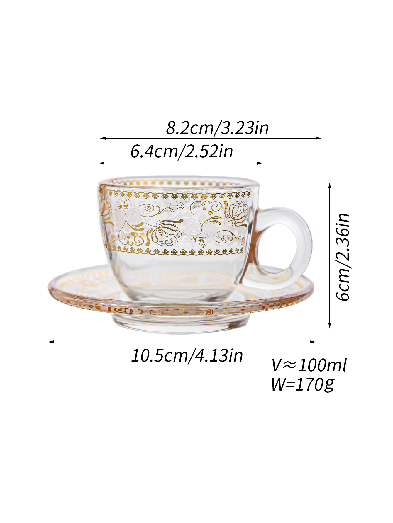 Nordic transparent gold-painted creative tea cups, glass cups, light luxury heat-insulating coffee cups and cold drink cups pic 11
