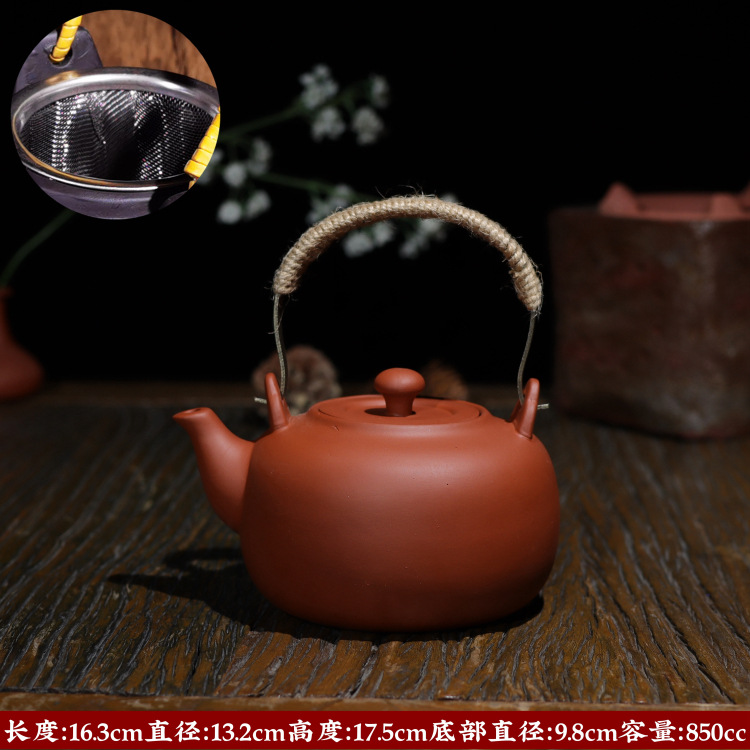 Special offer: Large-capacity purple clay kettle, Gongfu tea set, charcoal stove kettle, household and outdoor handle kettle, suitable for boiling teapots pic 21