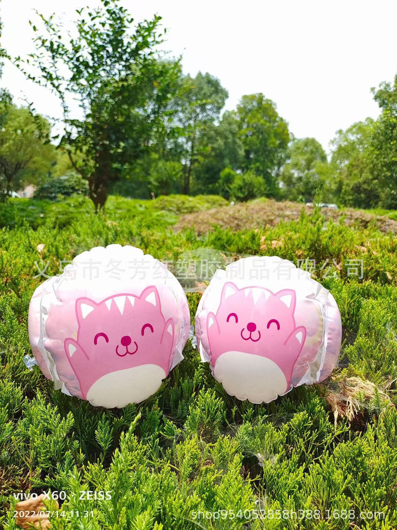 厂家直供儿童卡通3D立体加厚加大水袖学游泳手臂圈休闲户外充气旅行枕详情5