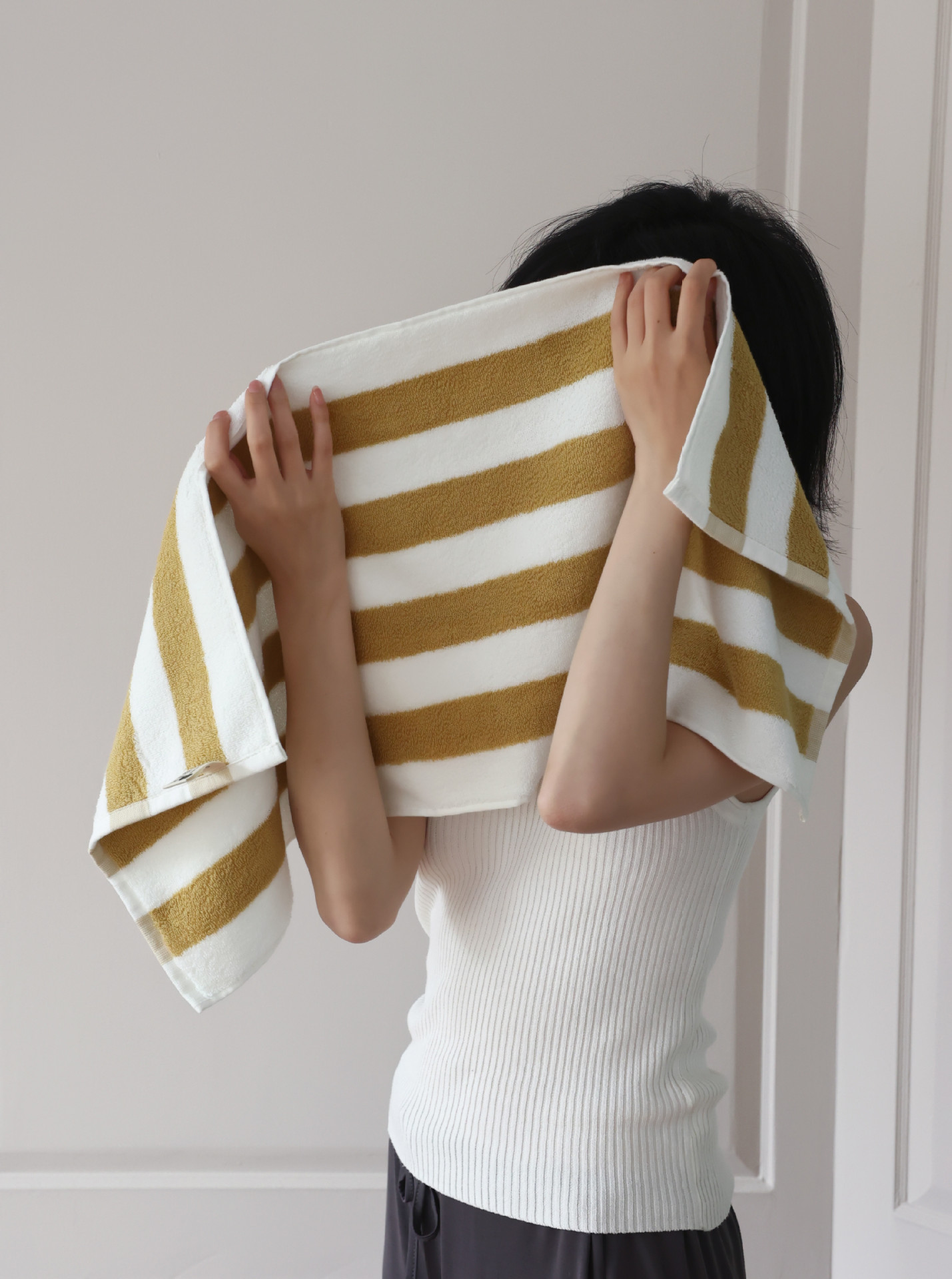 Sen fine striped retro style all-cotton towel, combed cotton Class A simple combed cotton towel, bathroom absorbent bath towel pic 11