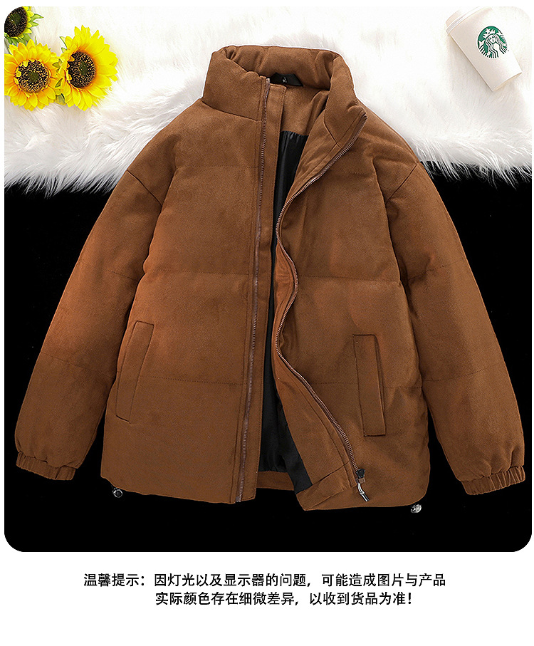 Customizable LOGO thickened suede cotton jacket for both men and women, loose cotton coat, breaded jacket, stand-up collar coat pic 13