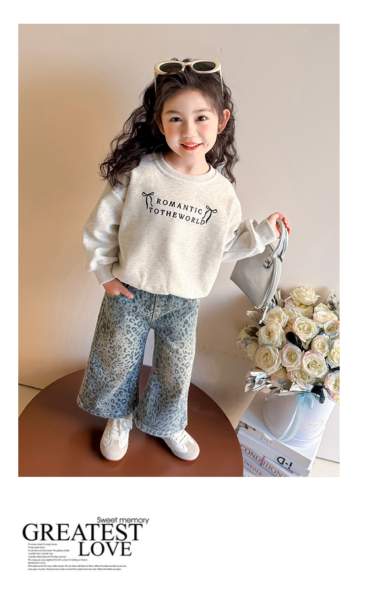 女童裤子2025新款儿童春装春秋季洋气时髦牛仔裤女宝宝豹纹阔腿裤详情20
