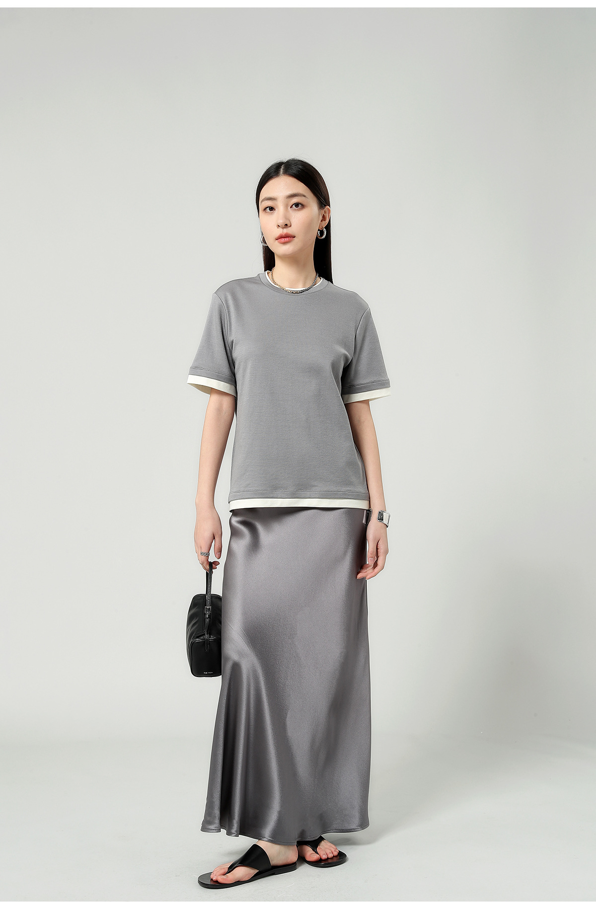 醋酸缎面丝光感柔软垂顺牛筋高腰长款半身裙女2025夏新款飘逸长裙详情25