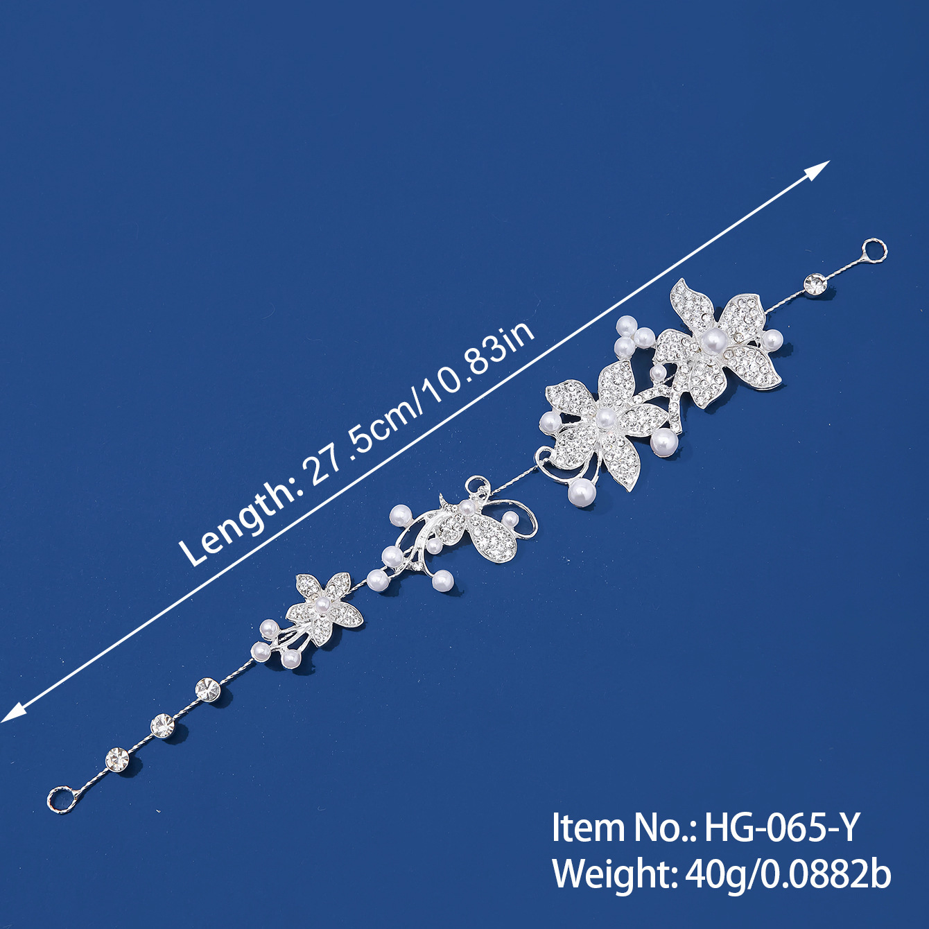 Bride accessories: Bride alloy diamond-encrusted pearl soft chain headwear, Korean-style hair accessory, wedding dress, head flower accessory pic 1