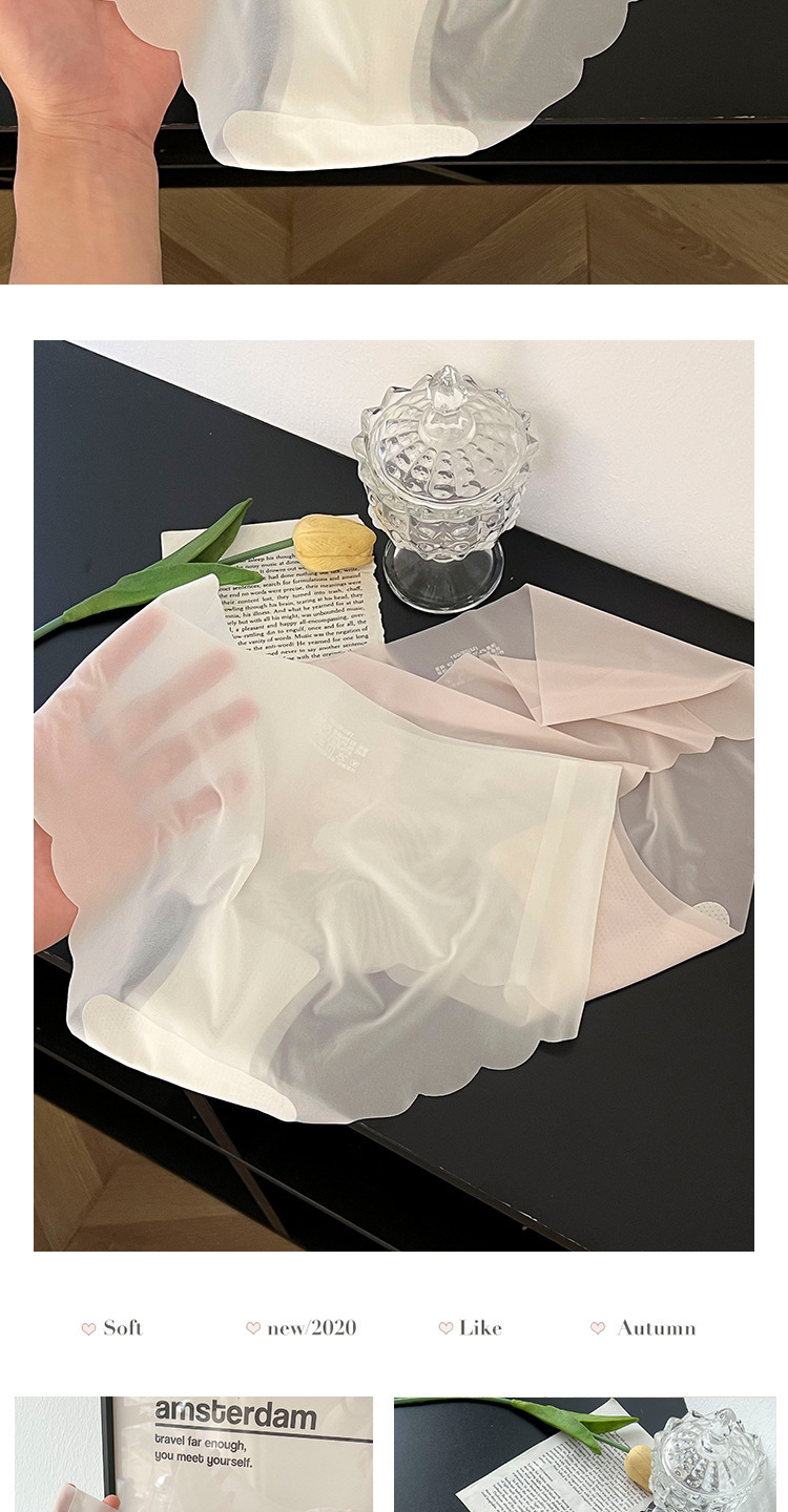 超薄纯色冰丝内裤面膜内裤女中腰夏季透气薄款柔软日系蚕丝裤代发详情11