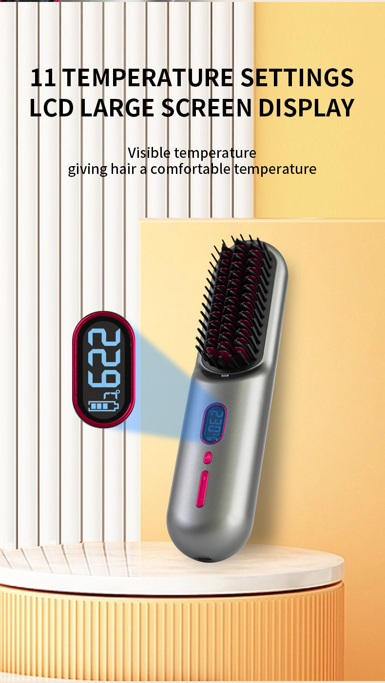 New charging hair straightening comb, wireless portable travel lazy person electric comb, negative ion non-damaging hair straightening and curling dual-purpose hair straightening device pic 7