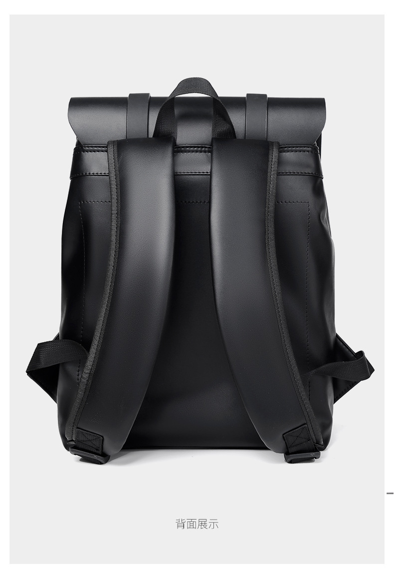This simple and trendy double-shoulder computer bag for both men and women is fashionable and versatile. It has a large capacity and is a niche backpack with a PU waterproof leather film pic 28