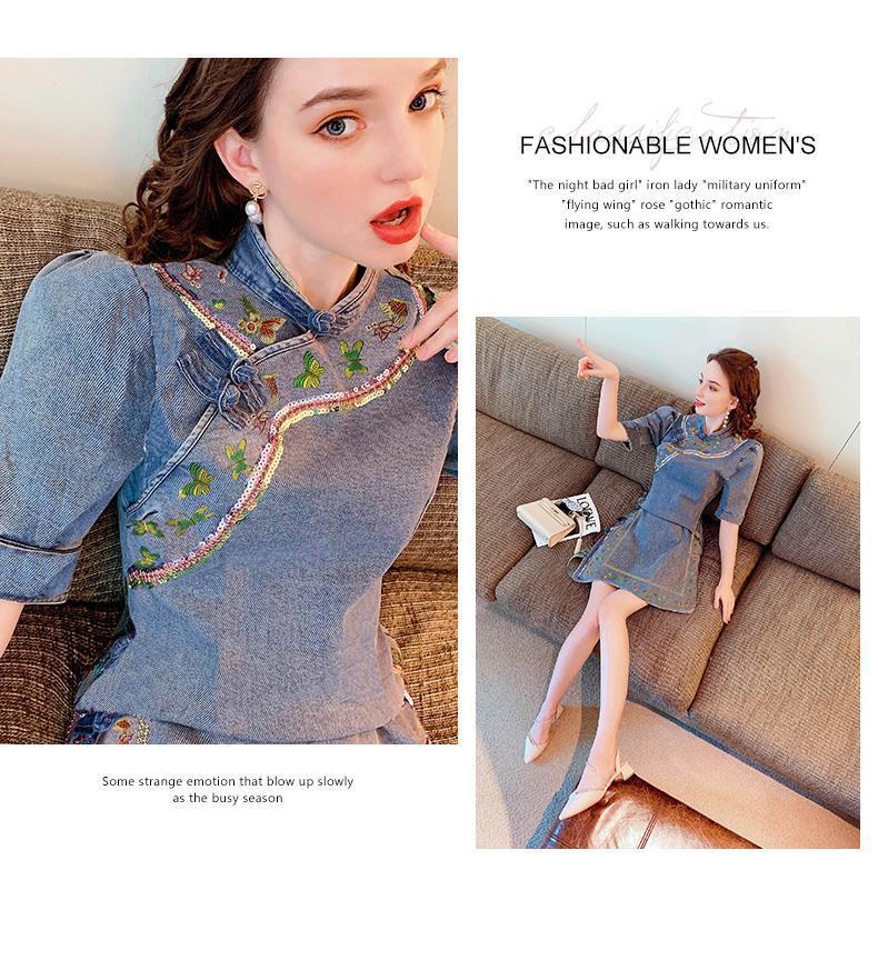A new retro Chinese style button-up cheongsam improved version of a young and trendy dress for girls pic 9