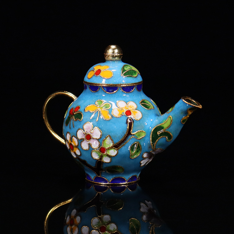 Beijing Jingtai LAN craft Cultural gift and decorative items: copper body cloisonne enamel filigree silver blue jars and POTS pic 6