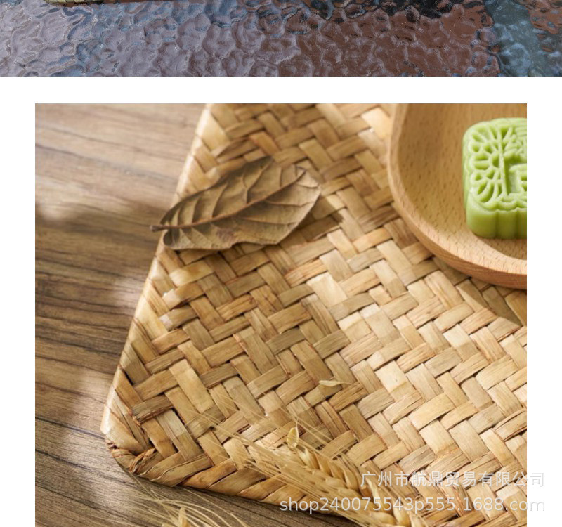 大号藤草编织餐垫茶盘垫复古中式方形装饰田园风隔热垫拍照道具详情9