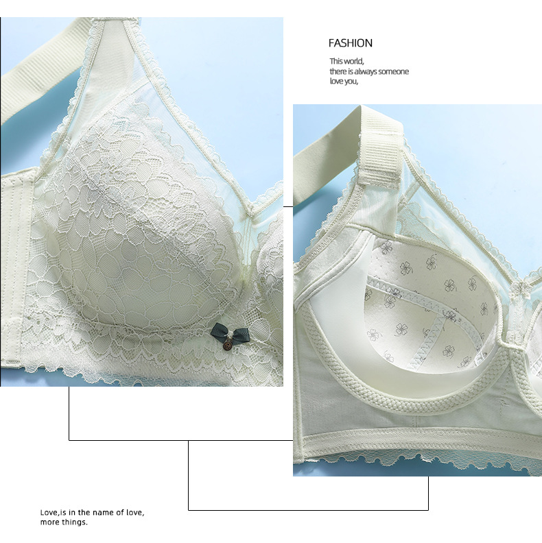 Non-magnetic lace latex plus-size lingerie, thin 0.2CM, large bust, small look, gathering adjustable bra, no underwire for women pic 21