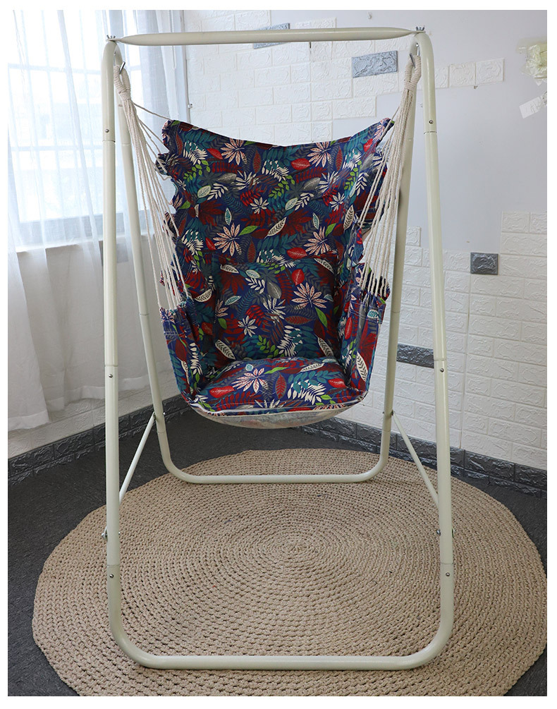 Wholesale of indoor cotton canvas hammocks, printed outdoor swings, stainless steel frame hanging baskets, camping outdoor pic 8