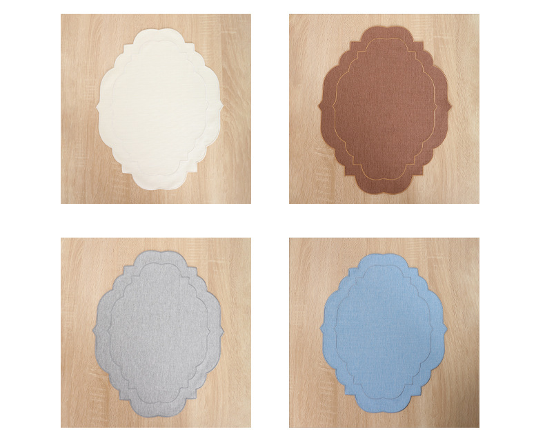 国潮高级感异形棉麻西餐垫亚麻纯色布艺隔热垫轻奢餐桌欧式绣花餐垫详情20