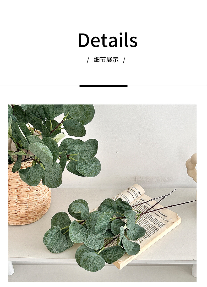 仿真尤加利带果金钱叶苹果叶diy装饰仿真植物跨境亚马逊厂家批发详情5