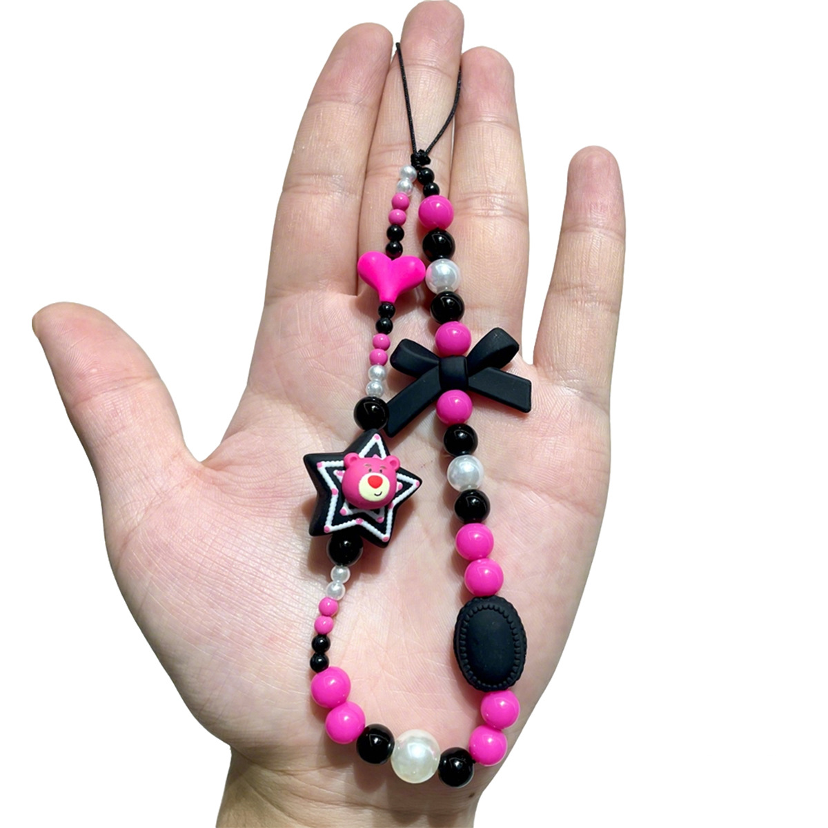 Gradient color-blocking cartoon beaded mobile phone chain, cute 3D doll hand-painted pendant, girlish Ins-style ccd pendant pic 4