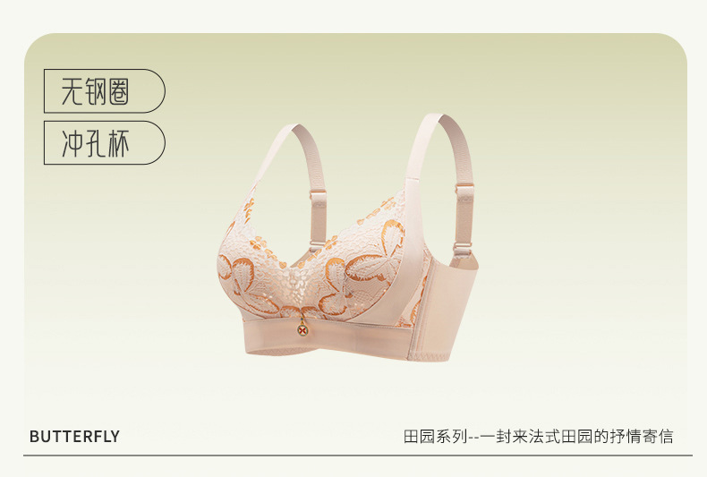 New comfortable bra for women, small breasts gathered to look larger, top support anti-sagging, lace-shaped adjustable underwear pic 1