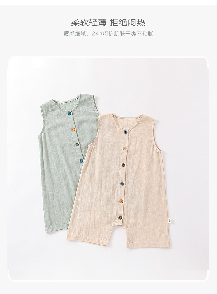 Baby sleeveless one-piece suit, Class a summer thin baby clothes, breathable pure cotton rocking clothes for boys and girls pic 6