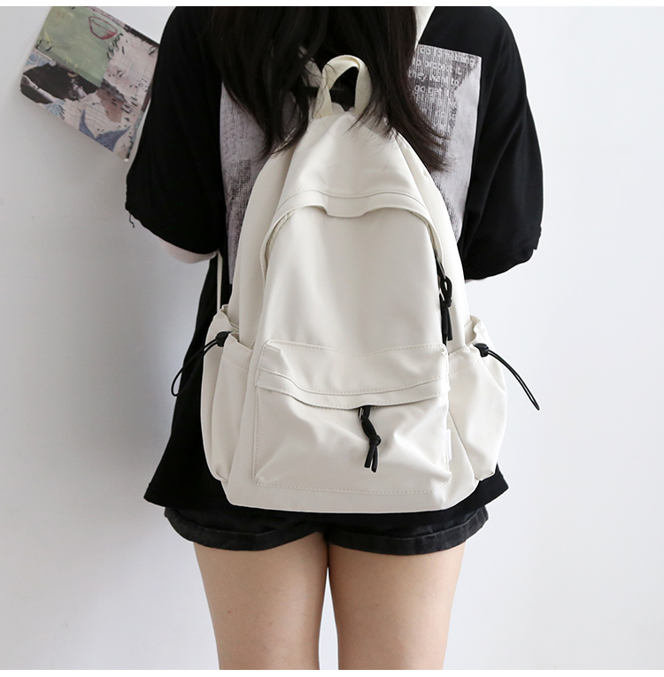 NR森系百搭纯色双肩包男书包女大学生韩版高中背包女双肩大小款详情21