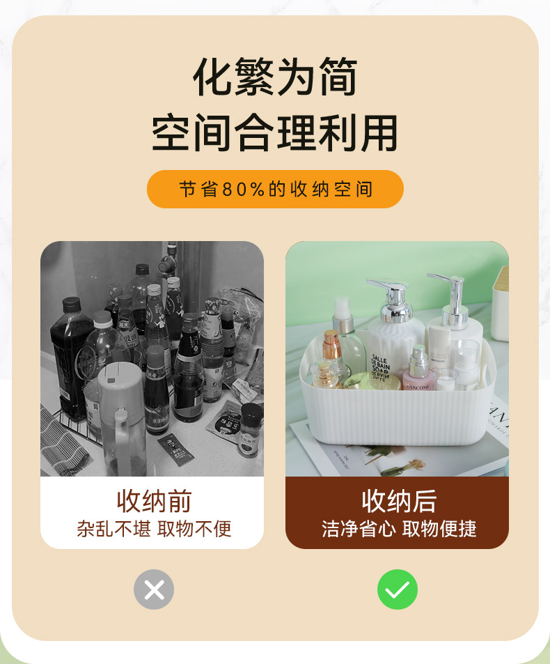 桌面收纳盒子塑料收纳盒浴室厨房衣服杂物整理储物盒化妆品化妆品收纳盒收纳盒详情5