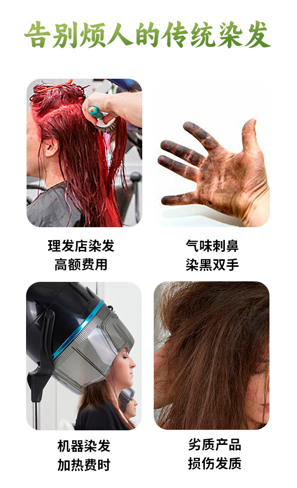 【外贸现货】泡泡染发剂植物家用袋包30ml*10 DYE EMPEROR不伤发盖白发植萃成分Hair Color健康染发详情5