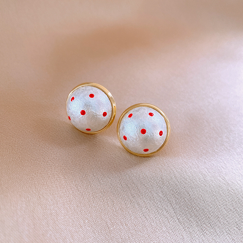 银针法式复古波点棉花珍珠耳钉时尚潮流百搭耳环简约高级感耳饰女详情16