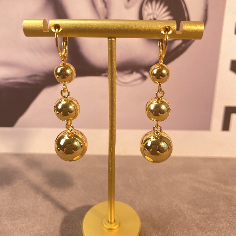 网红博主同款铜球耳环耳钉电镀真金日韩新款女欧美街拍超大耳环女详情7
