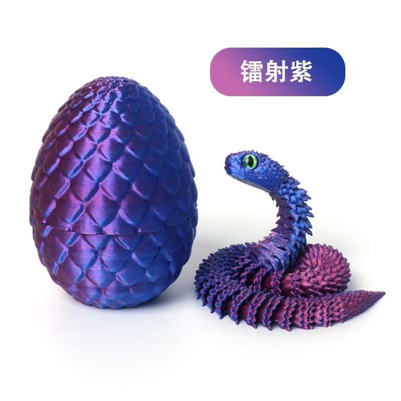 跨境3D打印蝰蛇蛋套装桌面摆件儿童玩具关节可以活动玩具小蛇装饰详情7