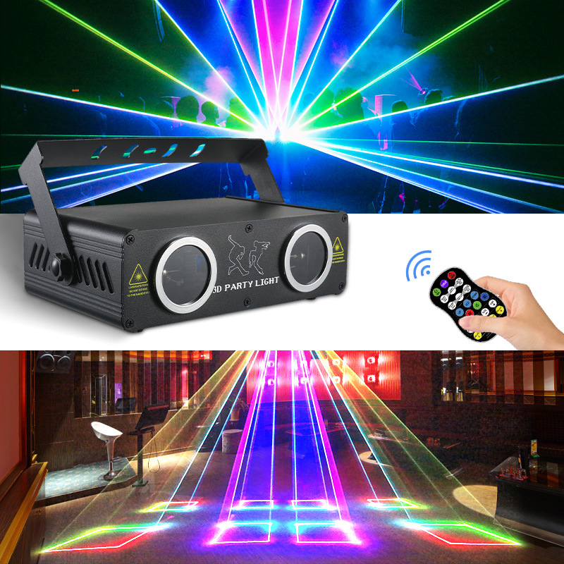 New dual-projection full-color 3D animation laser light, seven-color rotating atmosphere projection light beam, line laser stage light pic 12