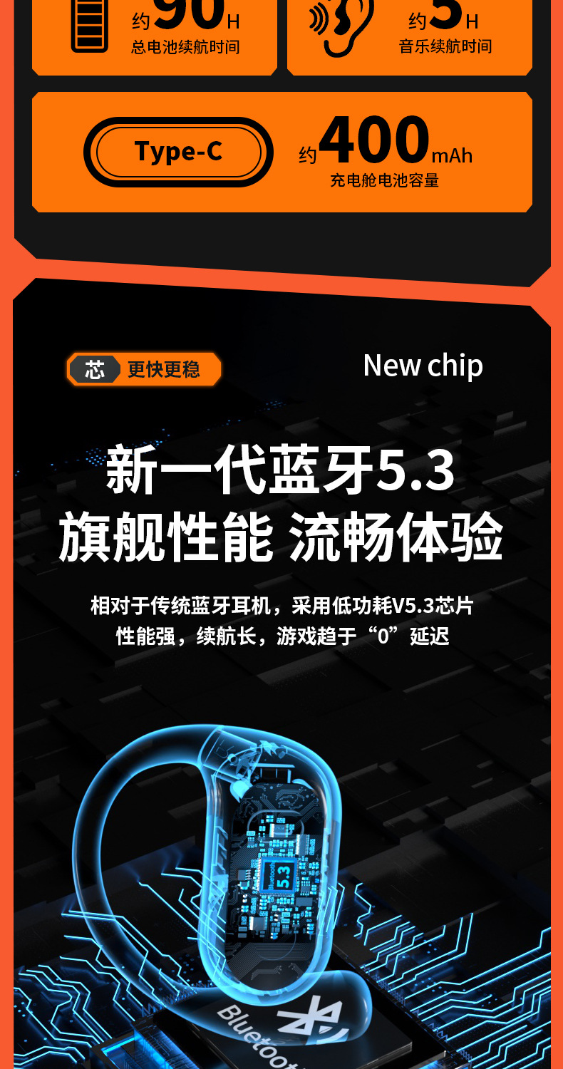 Open Bluetooth headphones, no pain after long-term use during exercise, AI intelligent translation headphones, brand new Bluetooth 5.4 pic 14