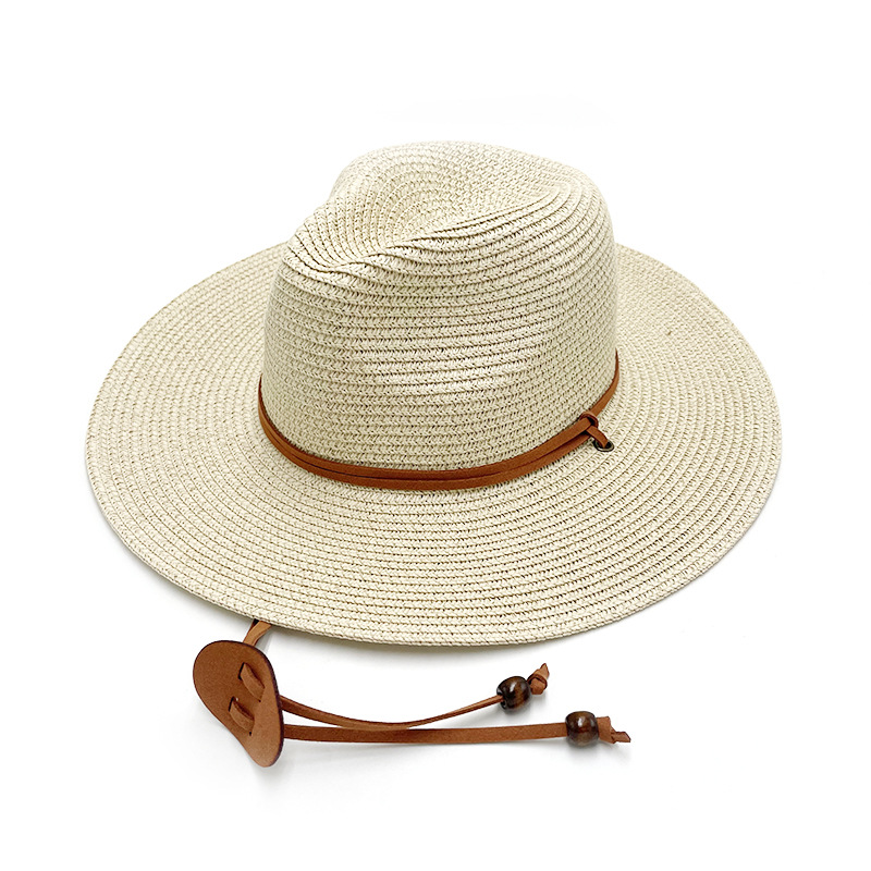 跨境爆款夏季草帽韩国绒绳巴拿马礼帽男女牛仔遮阳防晒帽子详情23