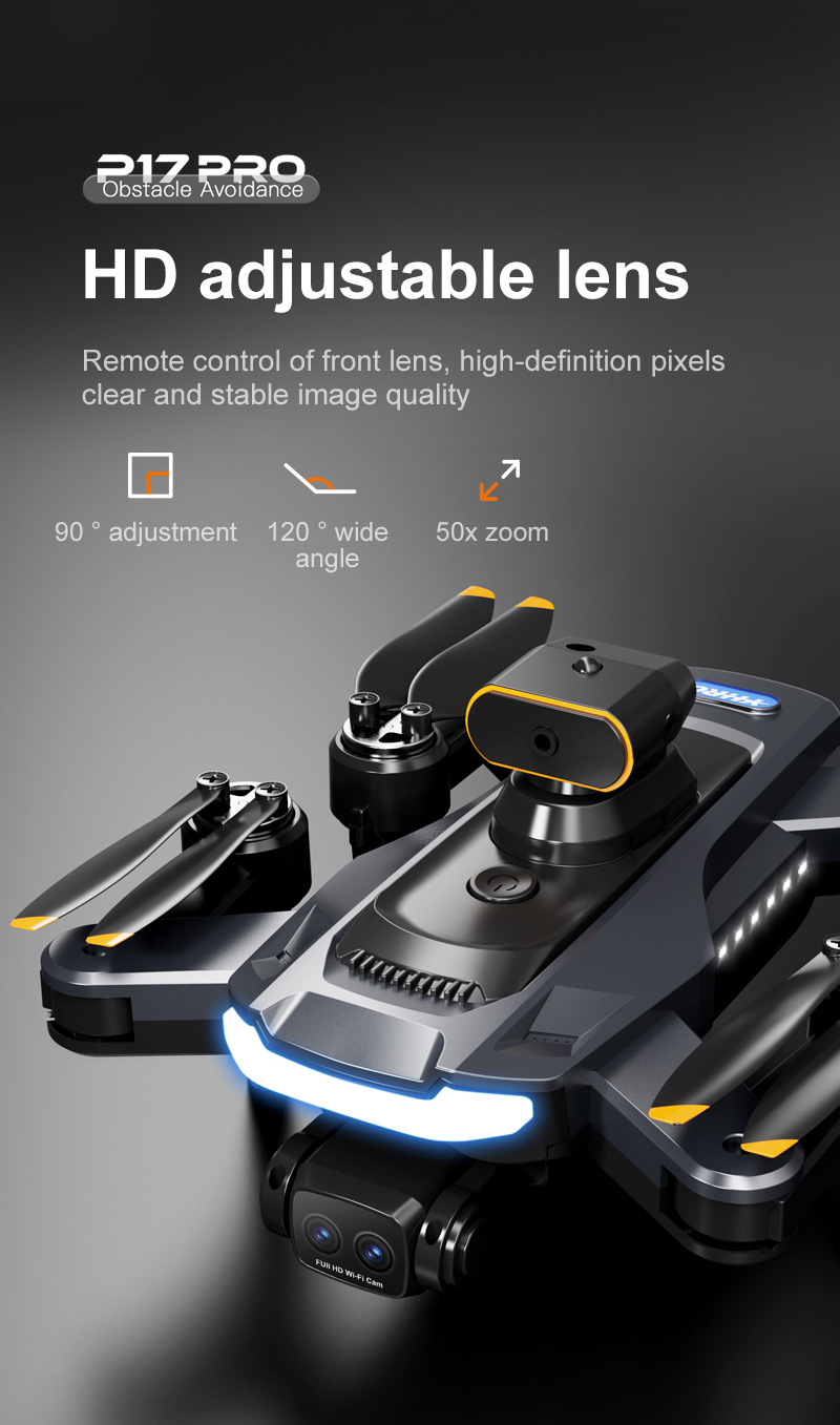 The cross-border new product P17 carbon fiber drone features a brushless motor, GPS positioning, intelligent obstacle avoidance, and high-definition aerial photography with dual lenses pic 21