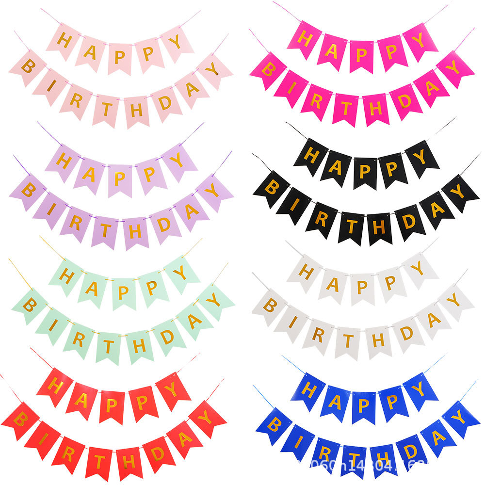 英文烫金生日快乐燕尾拉旗节日派对字母彩旗横幅拉花拉旗派对装饰详情12
