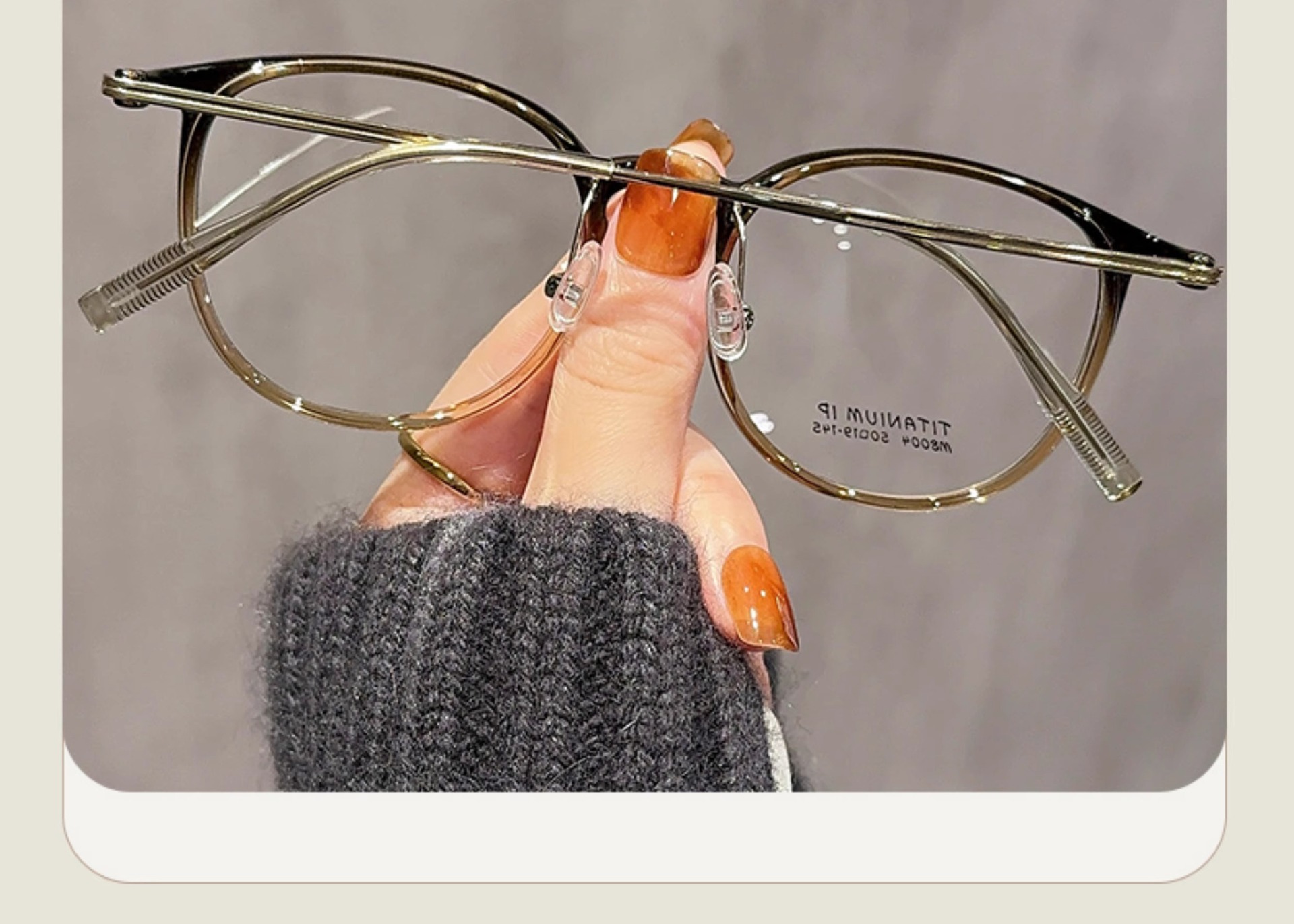 新款超轻纯钛大框眼镜女显脸小M8004丹阳眼镜网红款茶色镜框批发详情16