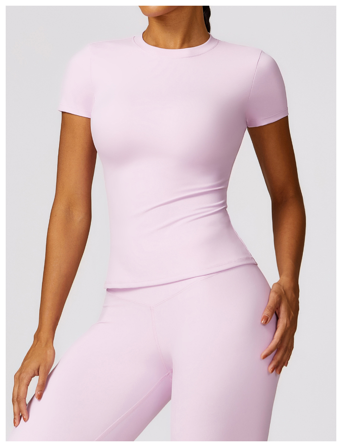 泽创春季t恤速干瑜伽服短袖健身上衣罩衫户外跑步运动短袖女8455详情53