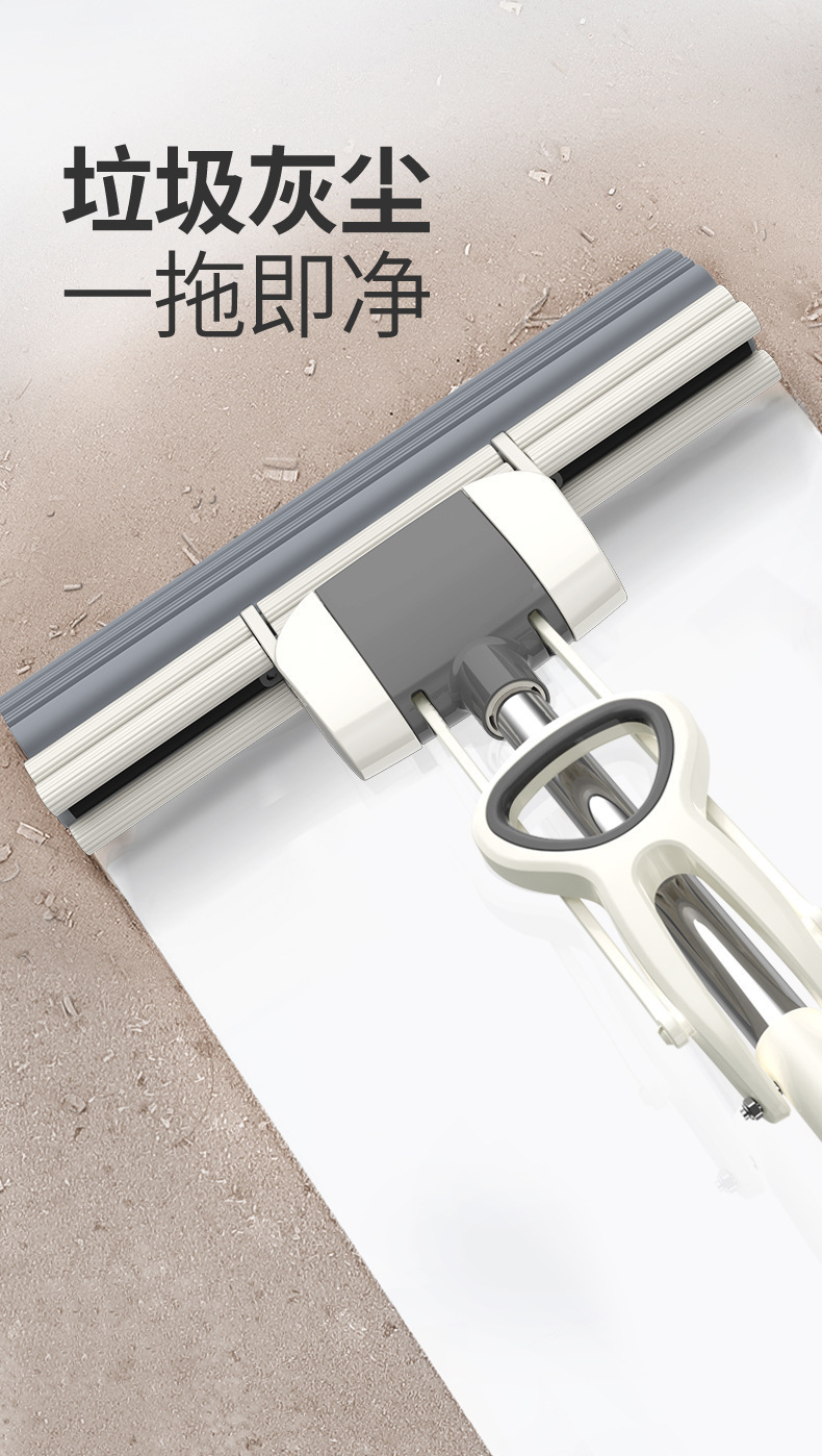 拖把海绵拖把滚轮式家用挤水免手洗胶棉拖把大号拖地吸水轻便一拖详情7