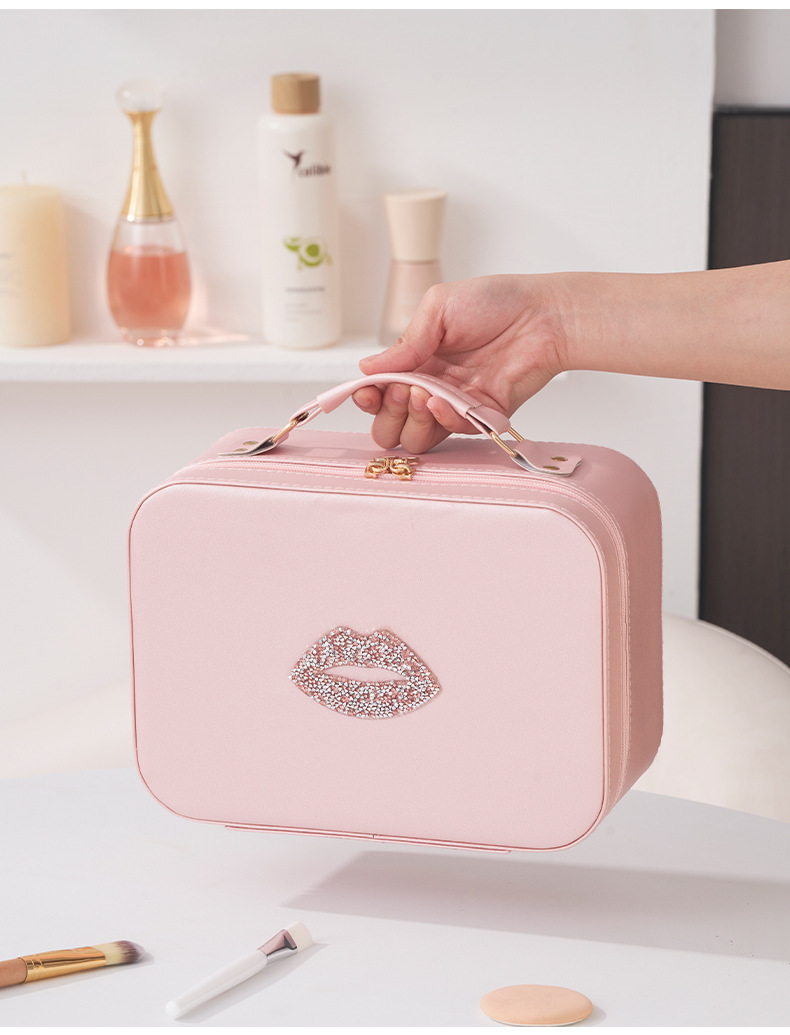 2024化妆箱化妆师高级感带镜子大容量贴钻嘴唇LED灯化妆包伴手礼详情14