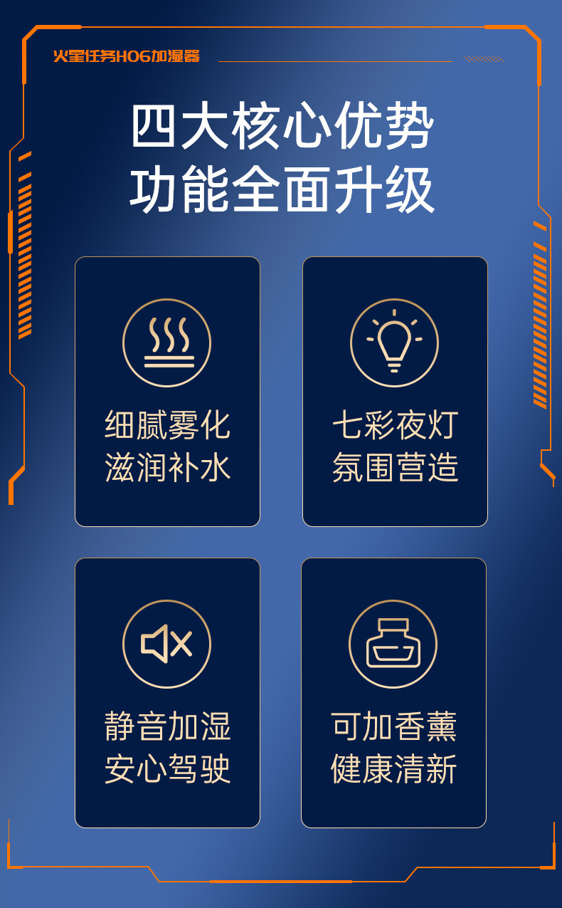 Cross-border bestseller desktop small USB humidifier, seven-color ambient light, silent spray, portable car humidifier pic 2