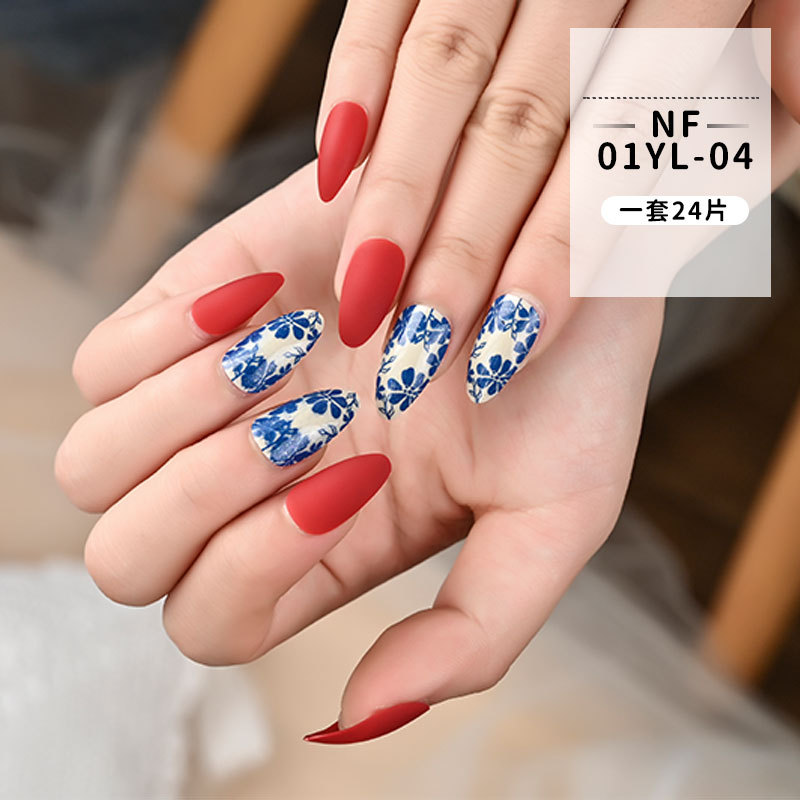European and American matte long nail patches, wearable nails, 24-piece box nail patches, finished fake nail patches pic 5