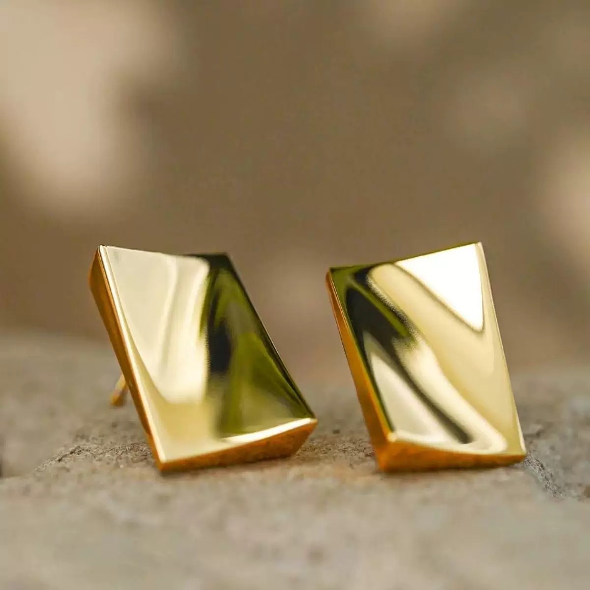 FANGY*法式小金砖耳钉时尚通勤高级感轻奢成熟风精致几何方形耳钉详情7