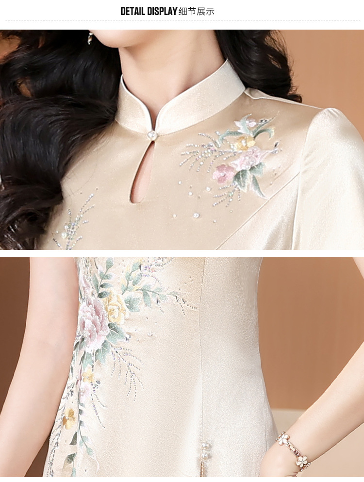 New Chinese-style elegant wedding dress for Grandma Xi, cheongsam dress, 2025 new style elegant mom dress pic 17