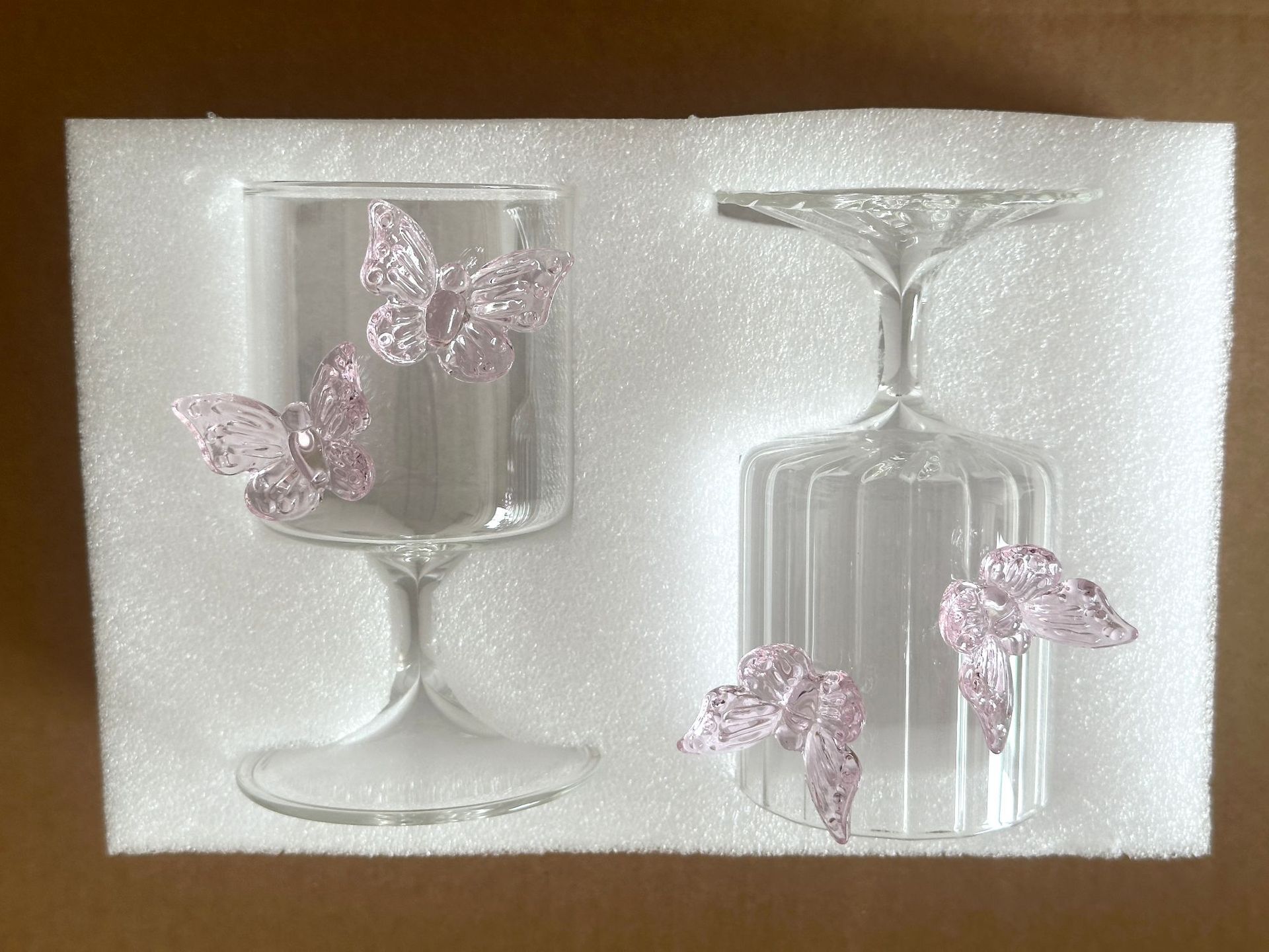 Original designer tall glass, ins high appearance level butterfly wine glass, butterfly water glass, champagne wine glass, cocktail glass pic 3
