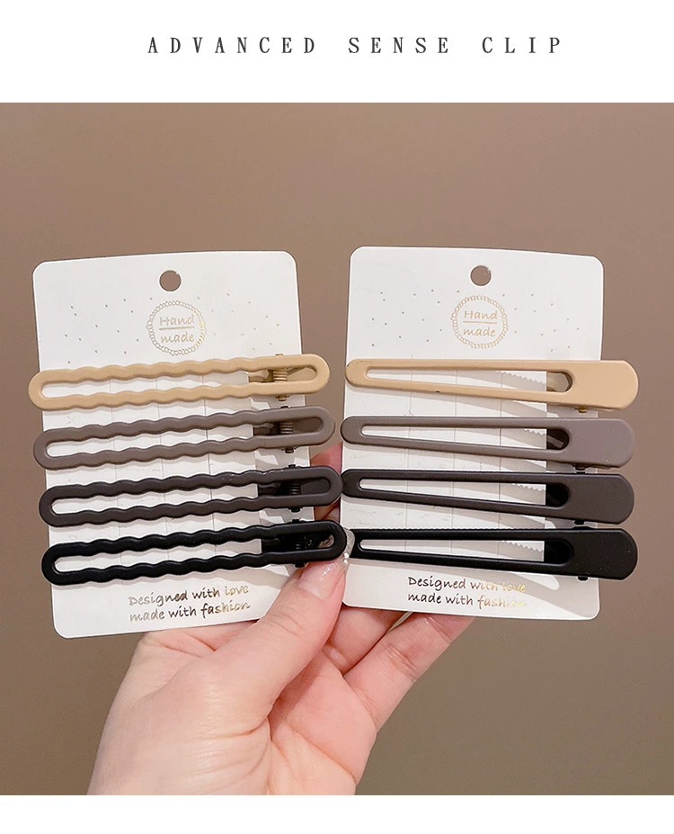 赵露思同款发夹咖色系侧边发卡刘海夹前额鸭嘴夹新款时尚简约发饰详情109