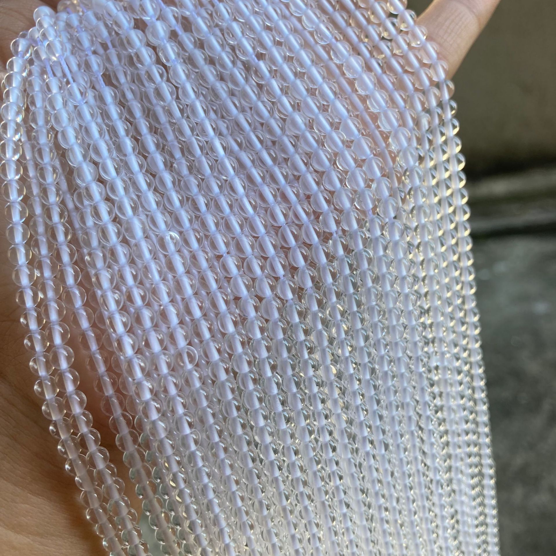 Crystal long strip white crystal loose beads round beads 7A grade 234mm round beads semi-finished accessories DIY jewelry beads wholesale pic 3