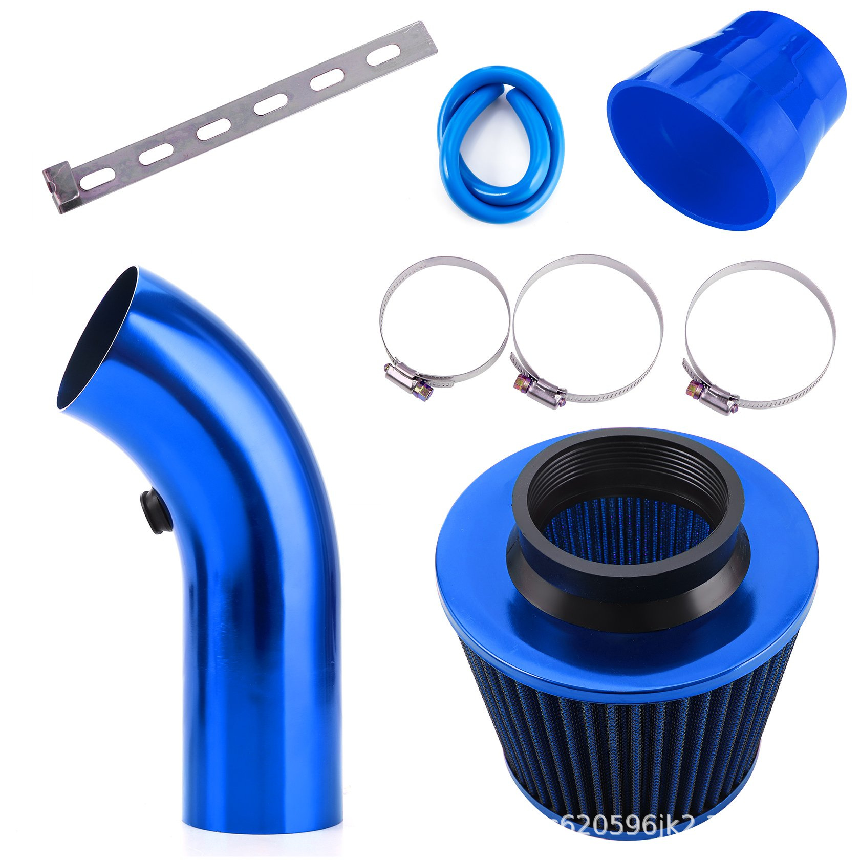 Automotive aluminum alloy cold air intake pipe kit 76mm high-flow air intake mushroom head universal kit pic 2