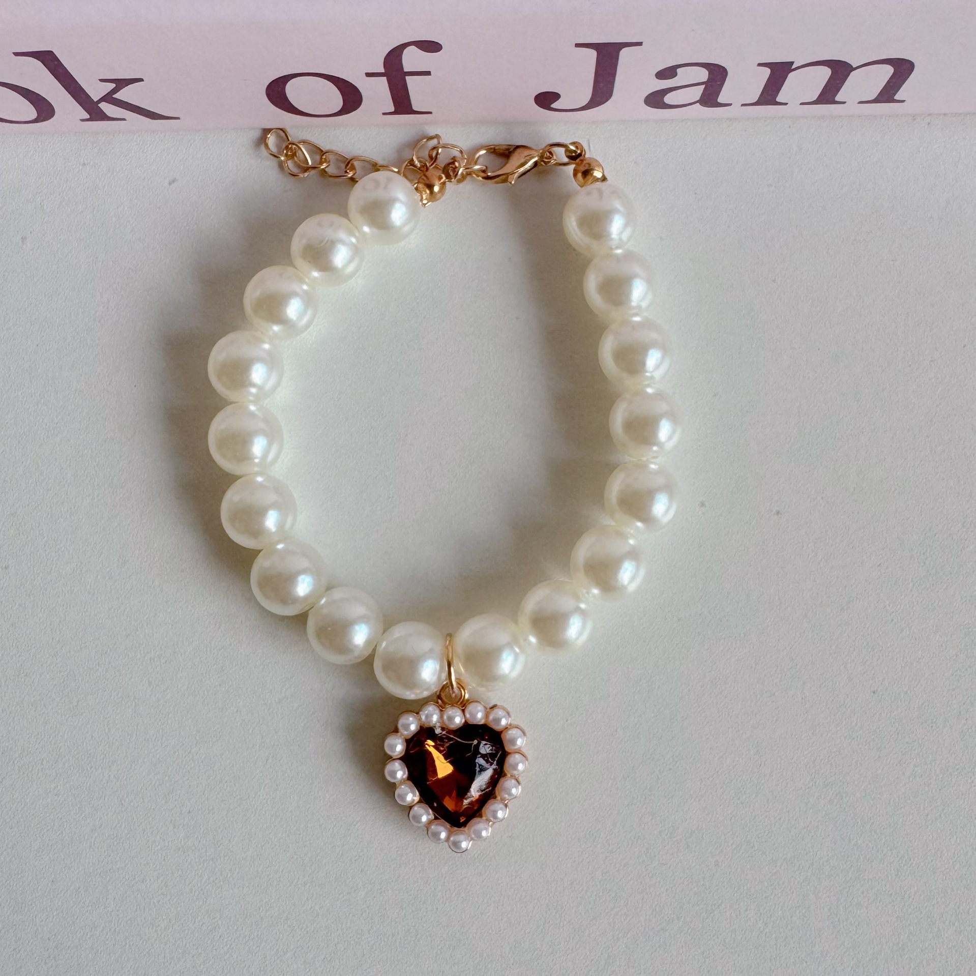 Wholesale of pet pearl necklaces, cat collars, puppy heart crystal pendants, teddy neck cute decorations pic 12