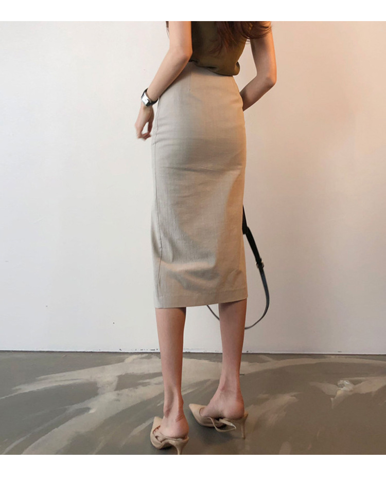 棉麻开叉半身裙女2025新款高腰垂感半裙小个子气质中长一步包臀裙详情18