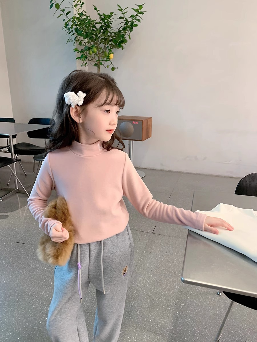 女童加厚打底衫2023冬装新款儿童德绒小宝宝洋气半高领加厚上衣潮详情10