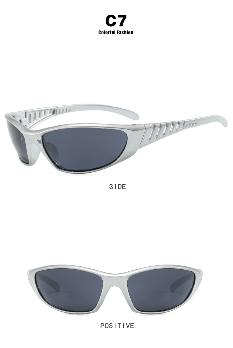 European and American futuristic tech sunglasses, Y2K millennium sunglasses, retro and high-end sunglasses for girls, street style for women pic 15